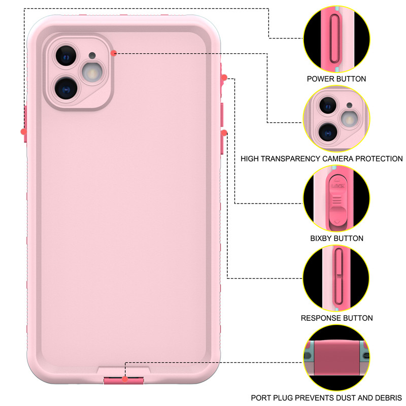 водонепроницаемый корпус телефона гидроизоляционный корпус iphone для iphone 11 лучший водонепроницаемый корпус телефона (розовый), с чистым цветом задней крышки