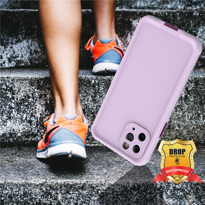 Iphone 11 pro чехол водонепроницаемый чехол для телефона для пляжа iphone pro водонепроницаемый чехол (фиолетовый) с сплошной задней крышкой