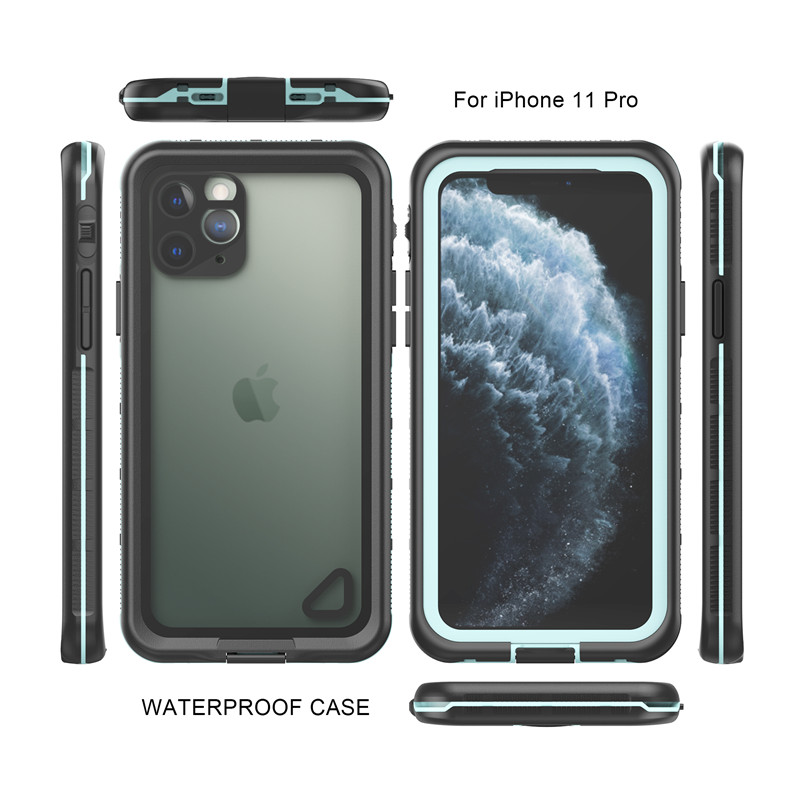 Водонепроницаемый сотовый чехол iphone 11 pro водонепроницаемый непромокаемый водонепроницаемый iphone 11 pro (синий) с прозрачной задней крышкой