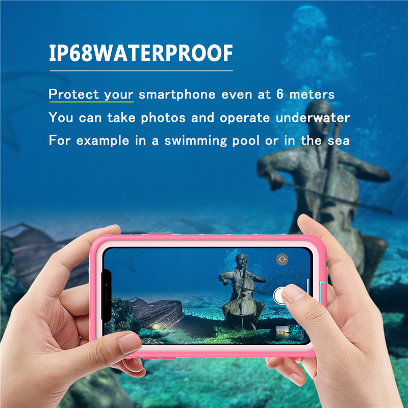 Водонепроницаемый чехол пылезащитный чехол для iphone 11 pro max, чехол для мобильного телефона (розовый) с прозрачной задней крышкой