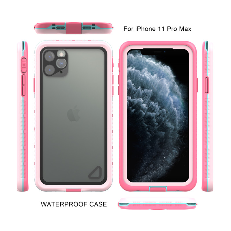 Водонепроницаемый чехол пылезащитный чехол для iphone 11 pro max, чехол для мобильного телефона (розовый) с прозрачной задней крышкой