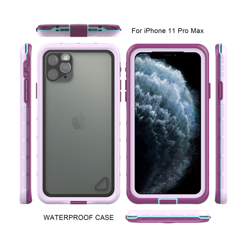 11 pro max мобильный корпус бессмертный водонепроницаемый iphone корпус (фиолетовый) с прозрачным задним крышкой