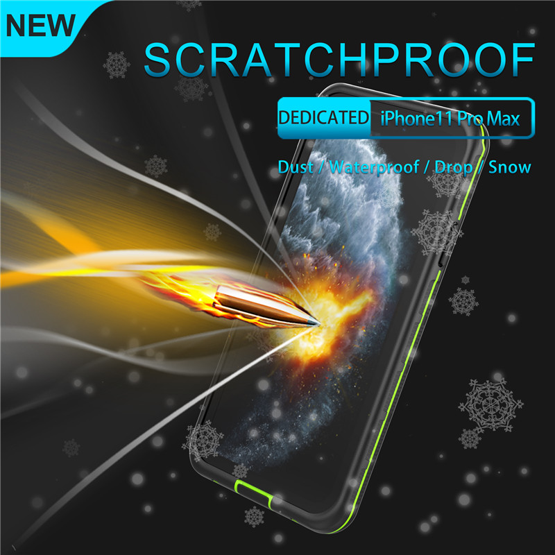 верхняя гидроизоляция мобильный телефон iphone 11 pro max водонепроницаемый мобильный мешок (ЧЕРНЫЙ), с чистым цветом задней крышки