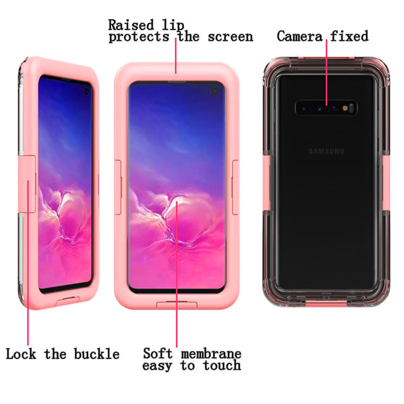 Новый дешевый водонепроницаемый чехол для телефона Samsung S10 (розовый)