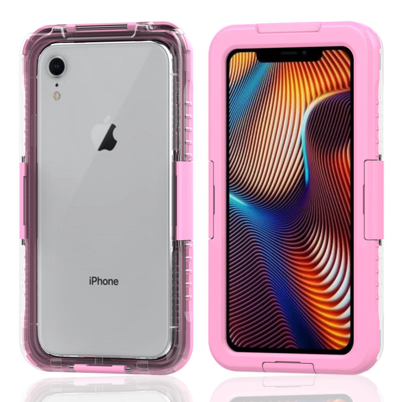 дешевый корпус телефона iphone XR спасательный круг купить подводный корпус iphone водонепроницаемый корпус телефона и кошелек (розовый цвет)