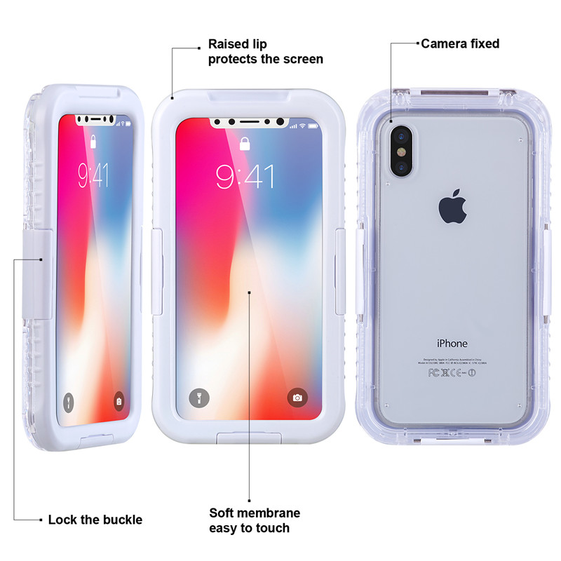 Водонепроницаемый и ударопрочный чехол для iphone Водонепроницаемый чехол рядом со мной Подводный чехол для камеры телефона для iphone XS (белый)
